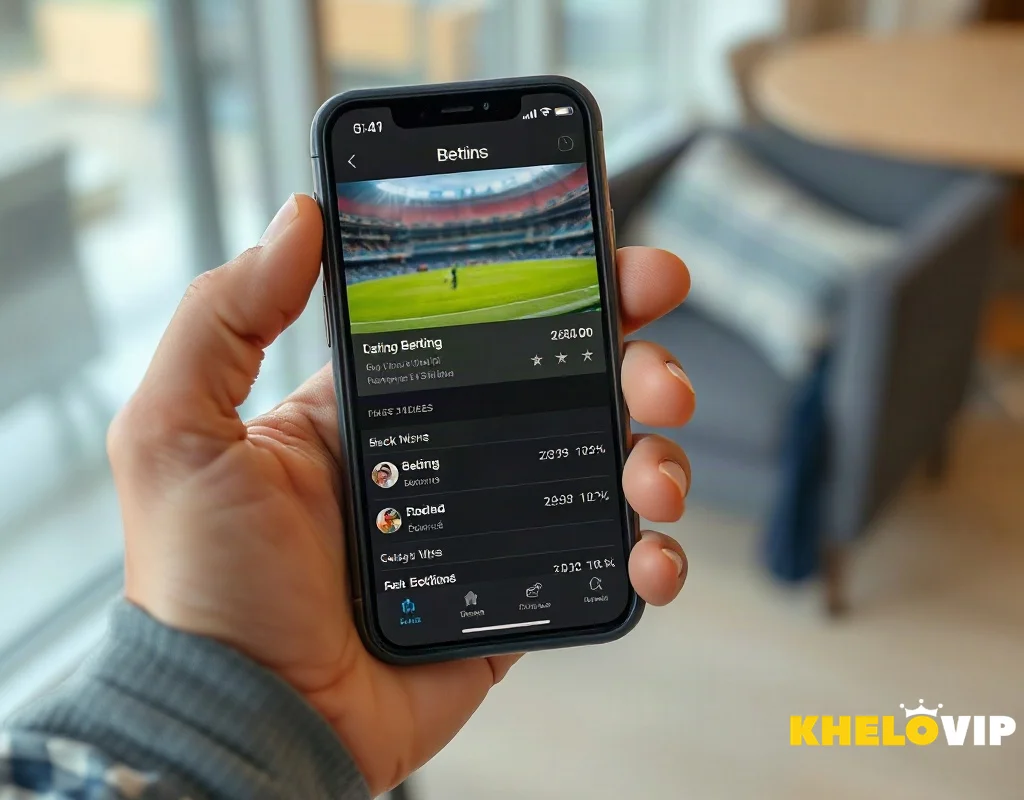 Person using a smartphone to place a cricket bet online, with odds displayed on screen.
