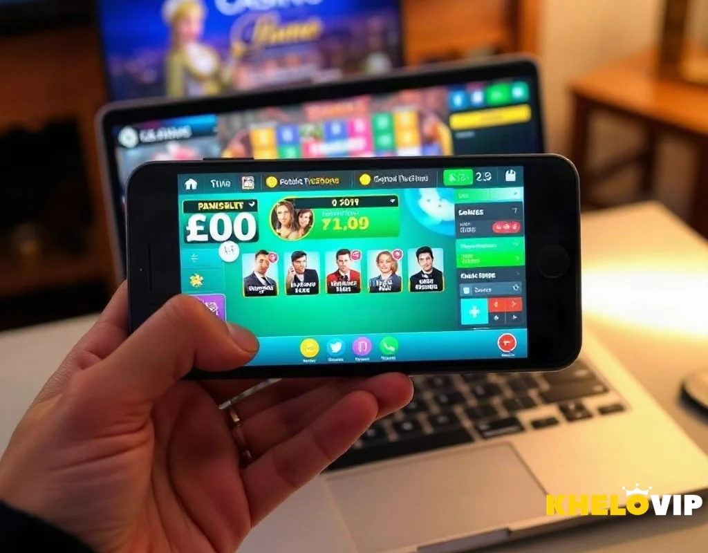 Person using smartphone to access live casino games