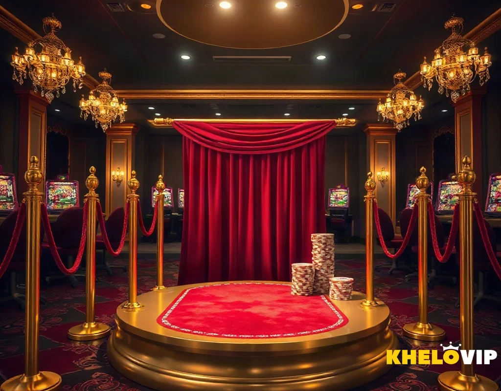 Luxury velvet rope and golden pedestal symbolising KheloVIP VIP tiers and high roller perks