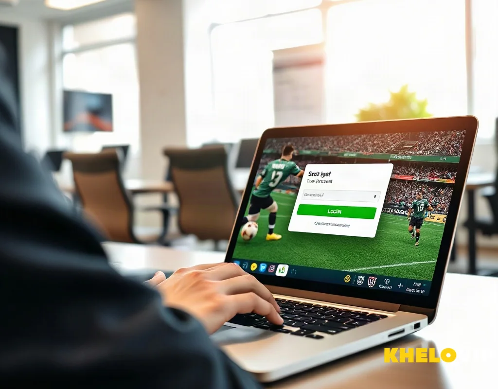 User logging into KHELOVIP sports betting account on laptop
