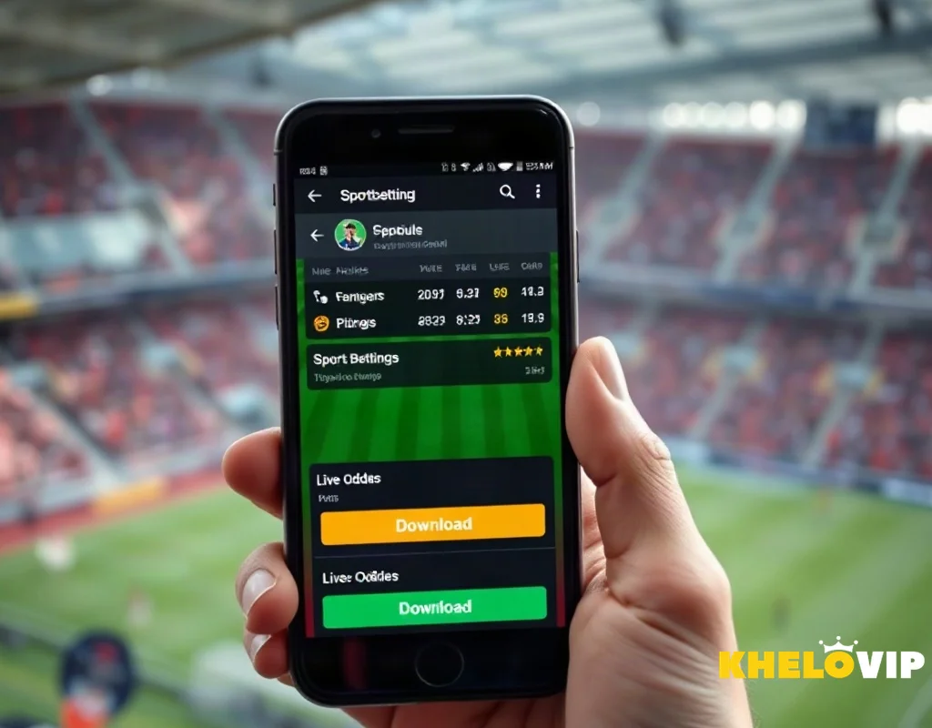 KHELOVIP sports betting app download on smartphone with live odds